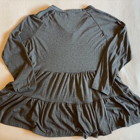 "For G and PL" Tiered Baby Doll Tunic Gray 2XL - Picture 2 of 7